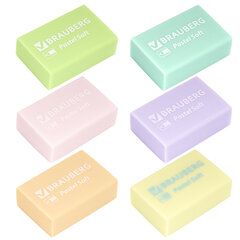 Ластики BRAUBERG &laquo;Pastel Soft&raquo; НАБОР 12 шт., размер ластика 31&times;20&times;10 мм, экологичный ПВХ, 229598