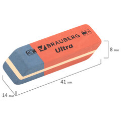 Ластики BRAUBERG &laquo;Ultra&raquo; 6 шт., размер ластика 41&times;14&times;8 мм, красно-синие, натуральный каучук, 229599.