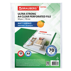 Папки-файлы перфорированные А4 BRAUBERG &laquo;EXTRA 700&raquo;, КОМПЛЕКТ 50 шт., матовые, ПЛОТНЫЕ, 70 мкм, 229667
