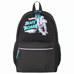 Рюкзак BRAUBERG FASHION CITY универсальный, 2 отделения, &laquo;Skateboard&raquo;, черный, 46&times;31&times;15 см, 229969