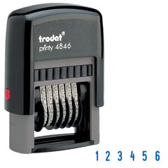 Нумератор 6 разрядов, оттиск 25&times;4 мм, синий, TRODAT 4846 P2, корпус черный, подушка