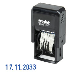Датер-мини, месяц ЦИФРАМИ, ДЛЯ БАНКА, оттиск 20&times;3,8 мм, синий,TRODAT 4810 P4, корпус черный, подушка