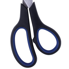 Ножницы BRAUBERG &laquo;Soft Grip&raquo;, 190 мм, черно-синие, резиновые вставки, 3-сторонняя заточка, 230762