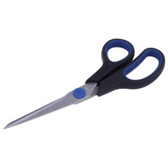 Ножницы BRAUBERG &laquo;Soft Grip&raquo;, 190 мм, черно-синие, резиновые вставки, 3-сторонняя заточка, 230762
