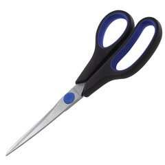 Ножницы BRAUBERG &laquo;Soft Grip&raquo;, 216 мм, черно-синие, резиновые вставки, 3-х сторонняя заточка, 230763
