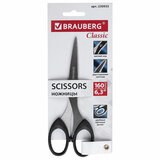 Ножницы BRAUBERG "Classic", 160 мм, черные, классической формы, 2-х сторонняя заточка, 230933