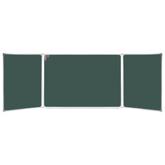 Доска для мела магнитная 3-х элементная 100&times;150/<wbr/>300 см, 5 рабочих поверхностей, зеленая, BS, ТЭ-300М