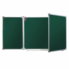 Доска для мела магнитная 3-х элементная, 100&times;170/<wbr/>340 см, 5 рабочих поверхностей, зеленая, BS, ТЭ-340М
