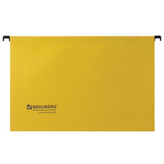 Подвесные папки А4/<wbr/>Foolscap (406&times;245 мм), до 80 листов, КОМПЛЕКТ 10 шт., желтые, картон, BRAUBERG (Италия), 231794