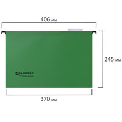 Подвесные папки А4/<wbr/>Foolscap (406&times;245 мм), до 80 листов, КОМПЛЕКТ 10 шт., зеленые, картон, BRAUBERG (Италия), 231795