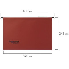 Подвесные папки А4/<wbr/>Foolscap (406&times;245 мм), до 80 листов, КОМПЛЕКТ 10 шт., красные, картон, BRAUBERG (Италия), 231796