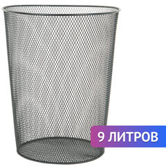Корзина для бумаг, 9 л, металлическая, черная, BRAUBERG &laquo;Germanium&raquo;, 231958