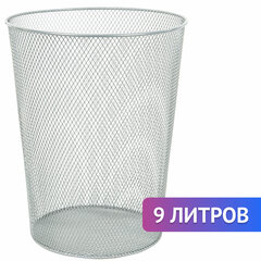 Корзина для бумаг, 9 л, металлическая, серебристая, BRAUBERG &laquo;Germanium&raquo;, 231959