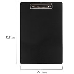 Доска-планшет BRAUBERG &laquo;NUMBER ONE&raquo; с прижимом А4 (228&times;318 мм), картон/<wbr/>ПВХ, ЧЕРНАЯ, 232216