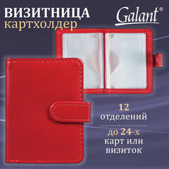 Визитница/<wbr/>кредитница однорядная GALANT &laquo;Ritter&raquo;, на 24 карты, под гладкую кожу, застежка, бордовая, 235399