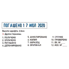 Датер-мини, месяц БУКВАМИ, &laquo;12 БУХГАЛТЕРСКИХ ТЕРМИНОВ&raquo;, оттиск 45&times;3,8 мм, синий, TRODAT 4817 P2