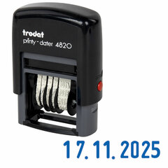 Датер-мини, месяц ЦИФРАМИ, ДЛЯ БАНКА, оттиск 22&times;4 мм, синий, TRODAT 4820 P2, корпус черный, подушка