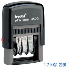 Датер-мини, месяц БУКВАМИ, оттиск 22&times;4 мм, синий, TRODAT 4820 P2, корпус черный, подушка