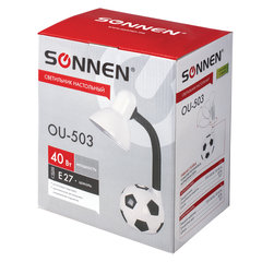 Настольная лампа / светильник SONNEN OU-503, на подставке, цоколь Е27, &laquo;Мяч&raquo;, белый, 236675