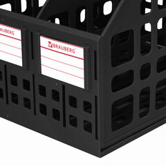 Лоток вертикальный для бумаг BRAUBERG &laquo;MAXI Plus&raquo;, 240 мм, 3 отделения, сетчатый, сборный, черный, 237013