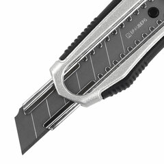 Нож канцелярский мощный 18 мм BRAUBERG &laquo;Heavy duty&raquo;, автофиксатор, резиновые вставки, металл, 237158