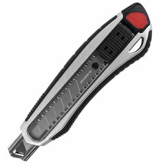 Нож канцелярский мощный 18 мм BRAUBERG &laquo;Heavy duty&raquo;, автофиксатор, резиновые вставки, металл, 237158