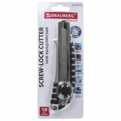 Нож канцелярский 18 мм BRAUBERG &laquo;Metallic&raquo;, роликовый фиксатор, резиновые вставки, металл, 237159