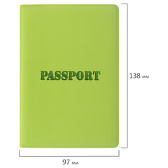 Обложка для паспорта, мягкий полиуретан, &laquo;PASSPORT&raquo;, салатовая, STAFF, 237607