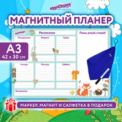 Планинг на холодильник магнитный РАСПИСАНИЕ 42&times;30 см, с маркером и салфеткой, ЮНЛАНДИЯ, 237851