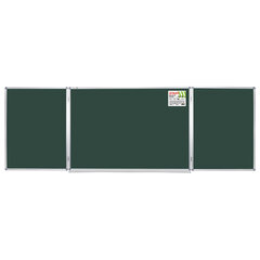 Доска для мела магнитная 3-х элементная 100&times;150/<wbr/>300 см, 5 рабочих поверхностей, зеленая, STAFF, 238009