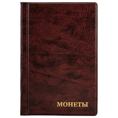 Альбом нумизмата для 240 монет, 125&times;185 мм, ПВХ, коричневый, STAFF, 238080