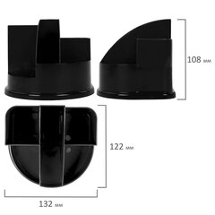 Подставка-органайзер BRAUBERG STYLE, 5 отделений, 132&times;122&times;108 мм, черная, 238096