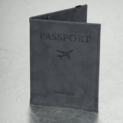 Обложка для паспорта с карманами и резинкой, мягкая экокожа, &laquo;PASSPORT&raquo;, серая, BRAUBERG, 238203