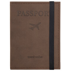 Обложка для паспорта с карманами и резинкой, мягкая экокожа, &laquo;PASSPORT&raquo;, коричневая, BRAUBERG, 238204