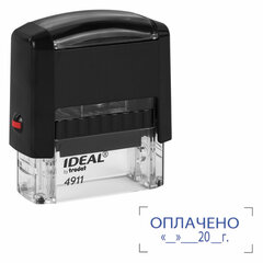 Штамп стандартный &laquo;ОПЛАЧЕНО, дата&raquo;, оттиск 38&times;14 мм, синий, TRODAT IDEAL 4911 DB &mdash; 3.13