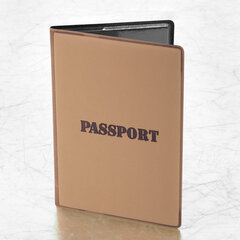 Обложка для паспорта, мягкий полиуретан, &laquo;PASSPORT&raquo;, коричневая, STAFF, 238406