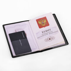 Обложка для паспорта, мягкий полиуретан, &laquo;PASSPORT&raquo;, черная, STAFF, 238407