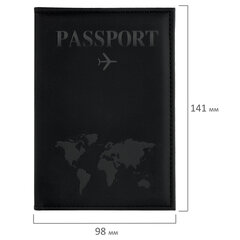 Обложка для паспорта &laquo;Passport map&raquo;, экокожа soft-touch, черная, STAFF, 238760