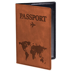 Обложка для паспорта &laquo;Passport Map&raquo;, мягкая экокожа, коричневая, STAFF, 238876