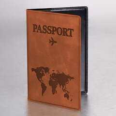 Обложка для паспорта &laquo;Passport Map&raquo;, мягкая экокожа, коричневая, STAFF, 238876
