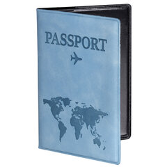 Обложка для паспорта &laquo;Passport Map&raquo;, мягкая экокожа, голубая, STAFF, 238877