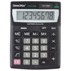 Калькулятор настольный ОФИСМАГ OFM-1807, КОМПАКТНЫЙ (140&times;105 мм), 8 разрядов, двойное питание, 250223