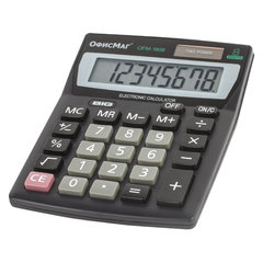 Калькулятор настольный ОФИСМАГ OFM-1807, КОМПАКТНЫЙ (140&times;105 мм), 8 разрядов, двойное питание, 250223
