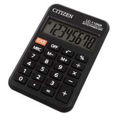Калькулятор карманный CITIZEN LC-110NR, МАЛЫЙ (89&times;59 мм), 8 разрядов, питание от батарейки, ЧЕРНЫЙ