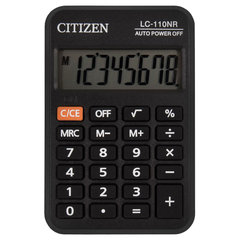 Калькулятор карманный CITIZEN LC-110NR, МАЛЫЙ (89&times;59 мм), 8 разрядов, питание от батарейки, ЧЕРНЫЙ