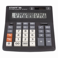 Калькулятор настольный STAFF PLUS STF-333 (200&times;154 мм), 16 разрядов, двойное питание, 250417