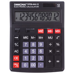 Калькулятор настольный ОФИСМАГ OFM-444 (199&times;153 мм), 12 разрядов, двойное питание, ЧЕРНЫЙ, 250459