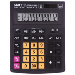 Калькулятор настольный STAFF PLUS STF-333-BKRG (200&times;154 мм) 12 разрядов, ЧЕРНО-ОРАНЖЕВЫЙ, 250460