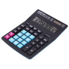 Калькулятор настольный STAFF PLUS STF-333-BKBU ( 200&times;154 мм) 12 разрядов, ЧЕРНО-СИНИЙ, 250461