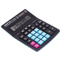 Калькулятор настольный STAFF PLUS STF-333-BKBU ( 200&times;154 мм) 12 разрядов, ЧЕРНО-СИНИЙ, 250461